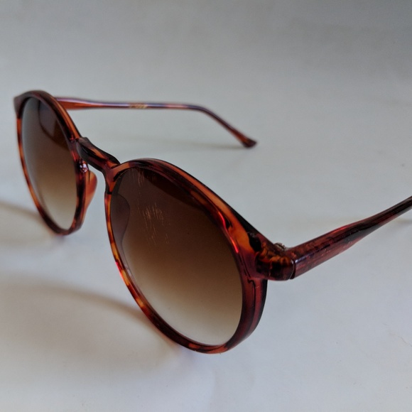 NWOT Vintage round funky tortoise schoolboy w/gradient amber lens sunglasses - Picture 3 of 8